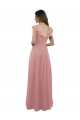 Long Cap Sleeves Soft Chiffon Dusty Pink A-Line Bridesmaid Dress Edmonton