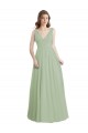 Long Sleeveless Soft Chiffon Smoke Green A-Line Formal Dress / Bridesmaid Dress Edmonton
