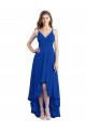 Long Sleeveless Soft Chiffon Royal Blue A-Line High Low Bridesmaid Dress Edmonton