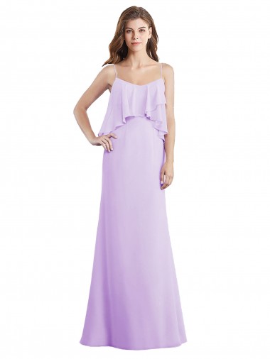 Long Sleeveless Chiffon Lilac Spaghetti Straps A-Line Bridesmaid Dress / Evening Dress Edmonton