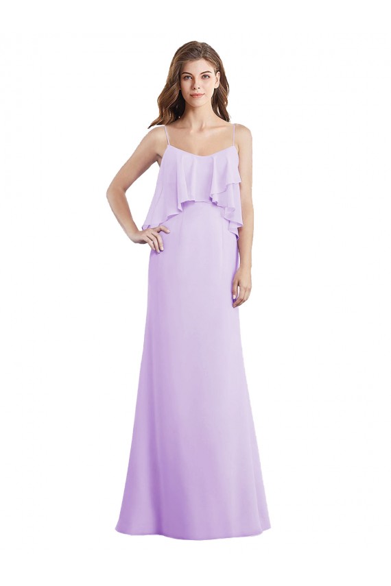 Long Sleeveless Chiffon Lilac Spaghetti Straps A-Line Bridesmaid Dress / Evening Dress Edmonton