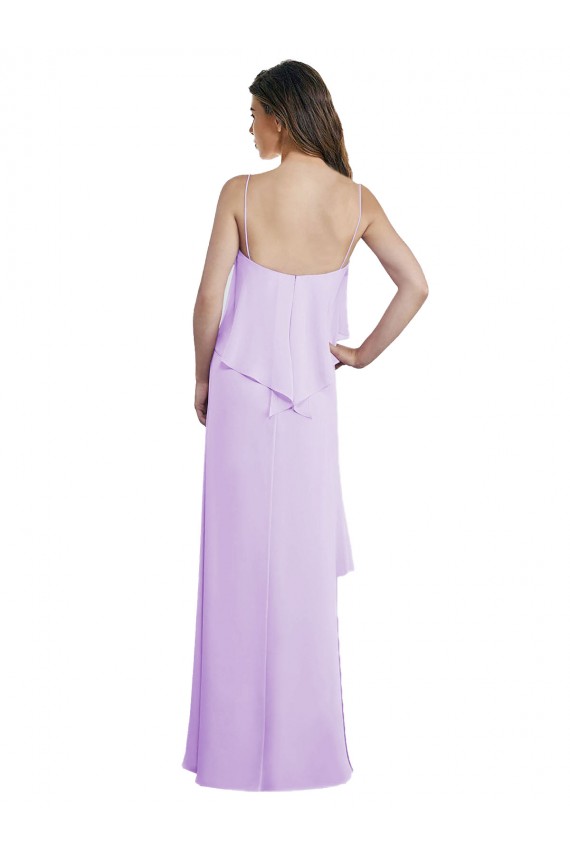 Long Sleeveless Chiffon Lilac Spaghetti Straps A-Line Bridesmaid Dress / Evening Dress Edmonton