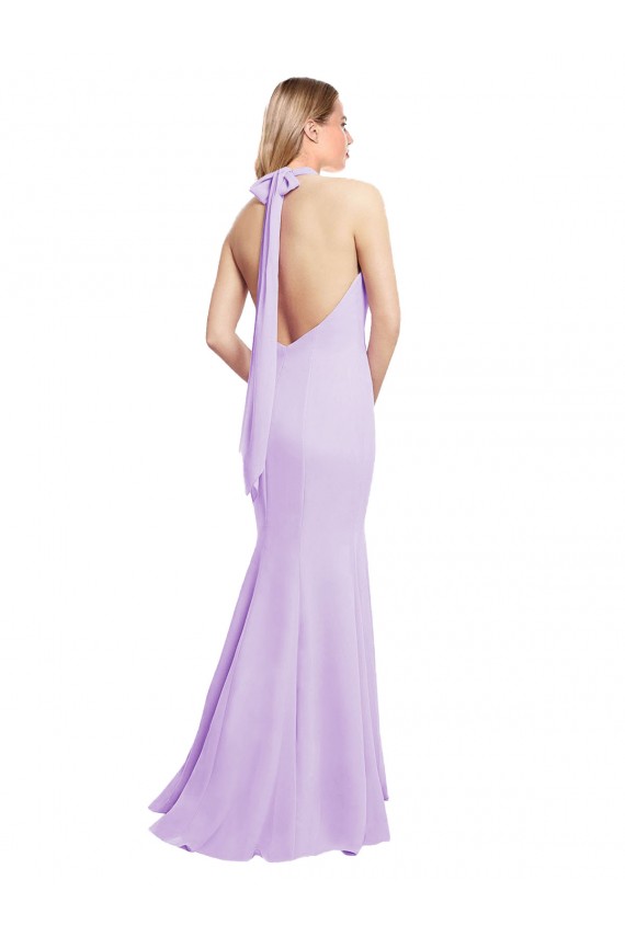 Long Sleeveless Soft Chiffon Burgundy Mermaid Bridesmaid Dress Edmonton