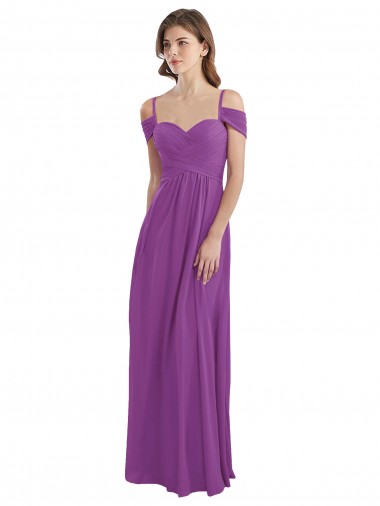 Long Cold Shoulder Soft Chiffon Dahlia A-Line Bridesmaid Dress Edmonton