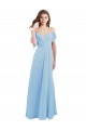 Long Cold Shoulder Soft Chiffon Light Sky Blue A-Line Bridesmaid Dress Edmonton