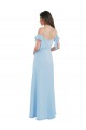 Long Cold Shoulder Soft Chiffon Light Sky Blue A-Line Bridesmaid Dress Edmonton