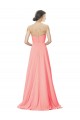 Long Sleeveless Soft Chiffon Peach A-Line Bridesmaid Dress Edmonton
