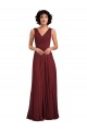 Long Sleeveless Soft Chiffon Burgundy A-Line Bridesmaid Dress Edmonton
