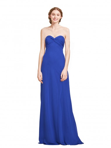 Long Sleeveless Soft Chiffon Royal Blue A-Line Bridesmaid Gown Edmonton