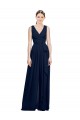 Long Sleeveless Chiffon Dark Navy A-Line Wedding Party Dress Edmonton