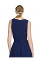 Long Sleeveless Chiffon Dark Navy A-Line Wedding Party Dress Edmonton