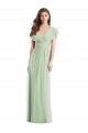 Long Flutter Sleeves Soft Chiffon Sage Trumpet Bridesmaid Dress Edmonton