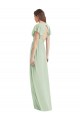 Long Flutter Sleeves Soft Chiffon Sage Trumpet Bridesmaid Dress Edmonton