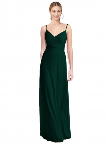 Long Sleeveless Soft Chiffon Ever Green Spaghetti Straps A-Line Bridesmaid Dress Edmonton