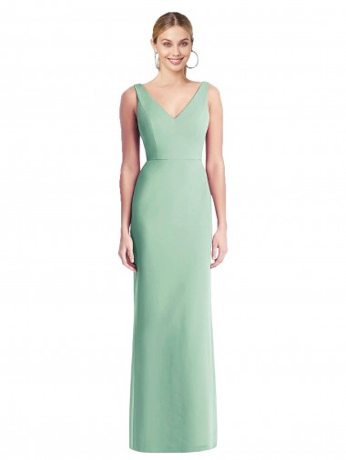 Long Sleeveless Soft Chiffon Mint Green Trumpet Bridesmaid Dress Edmonton