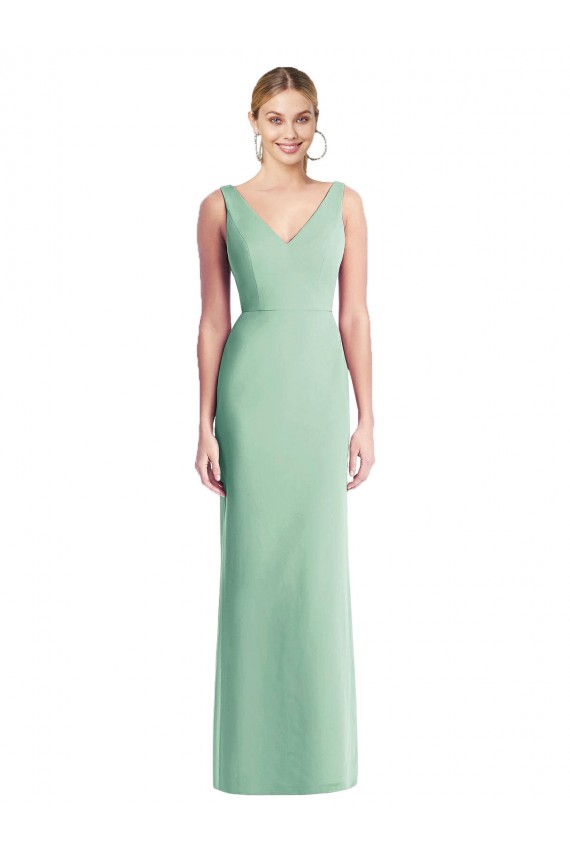 Long Sleeveless Soft Chiffon Mint Green Trumpet Bridesmaid Dress Edmonton