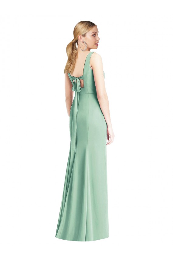 Long Sleeveless Soft Chiffon Mint Green Trumpet Bridesmaid Dress Edmonton