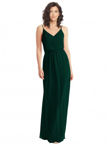 Long Sleeveless Soft Chiffon Ever Green A-Line Semi Formal Evening Dress / Bridesmaid Dress Edmonton
