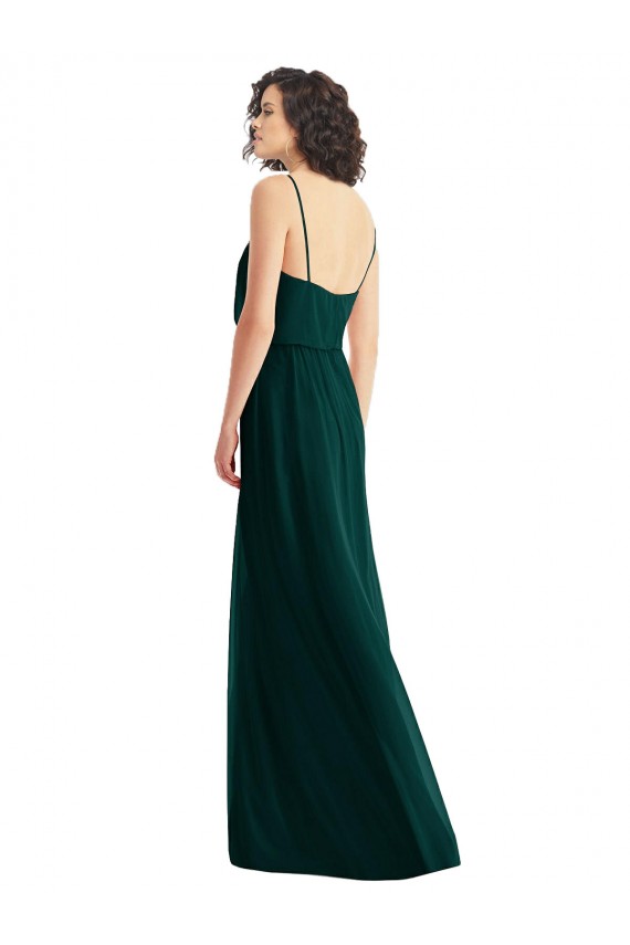 Long Sleeveless Soft Chiffon Ever Green A-Line Semi Formal Evening Dress / Bridesmaid Dress Edmonton