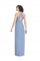 Long Sleeveless Soft Chiffon Dusty Blue Trumpet Formal Evening Gown / Bridesmaid Dress Edmonton