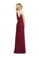 Long Sleeveless Soft Chiffon Burgundy V-Neck A-Line Formal Dress / Bridesmaid Dress Edmonton
