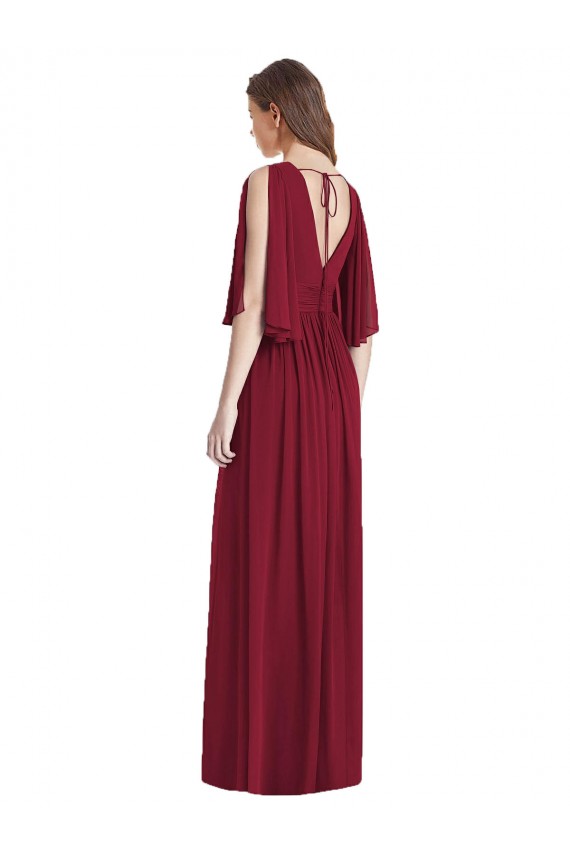 Long Sleeveless Soft Chiffon Dark Navy Trumpet Semi Formal Evening Dress / Bridesmaid Dress Edmonton
