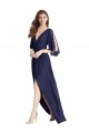 Long Sleeveless Soft Chiffon Dark Navy Trumpet Semi Formal Evening Dress / Bridesmaid Dress Edmonton