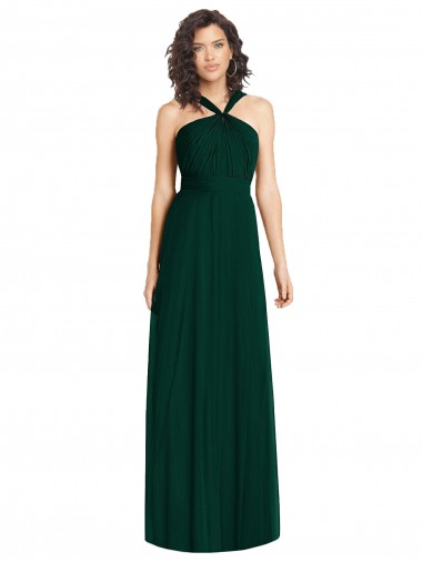 Long Sleeveless Soft Chiffon Ever Green A-Line Bridesmaid Dress Edmonton