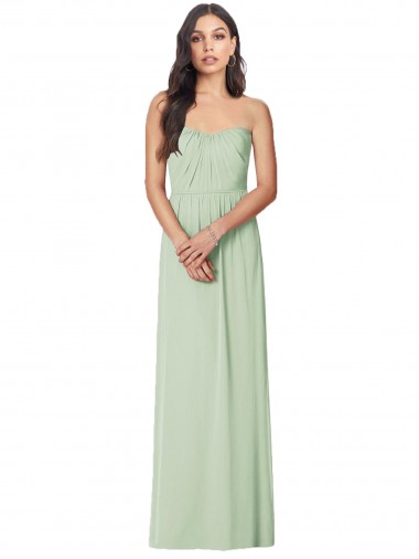 Long Sleeveless Soft Chiffon Sage Trumpet Bridesmaid Dress Edmonton