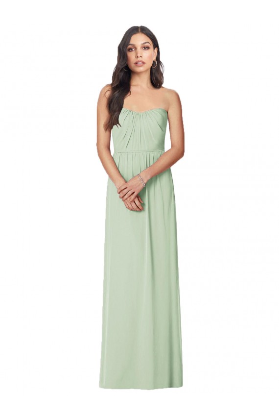 Long Sleeveless Soft Chiffon Sage Trumpet Bridesmaid Dress Edmonton