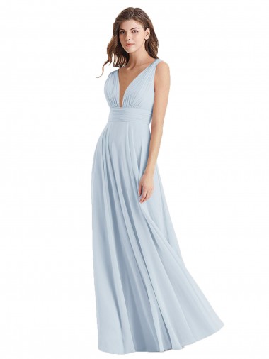 Long Sleeveless Lxue Chiffon Sea Glass A-Line Bridesmaid Dress Edmonton