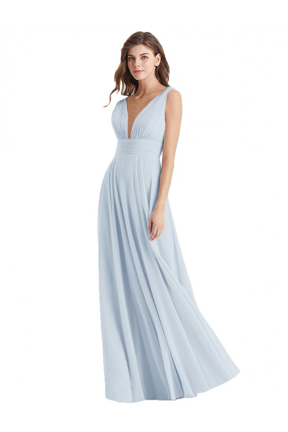 Long Sleeveless Lxue Chiffon Sea Glass A-Line Bridesmaid Dress Edmonton