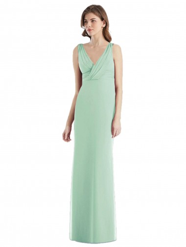 Long Sleeveless Chiffon Mint Green Trumpet Bridesmaid Dress / Evening Dress Edmonton