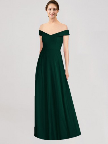 Long Sleeveless Soft Chiffon Ever Green A-Line Formal Dress / Bridesmaid Dress Edmonton