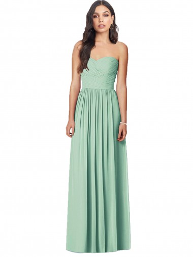 Long Sleeveless Soft Chiffon Mint Green Sweetheart Trumpet Bridesmaid Dress Edmonton