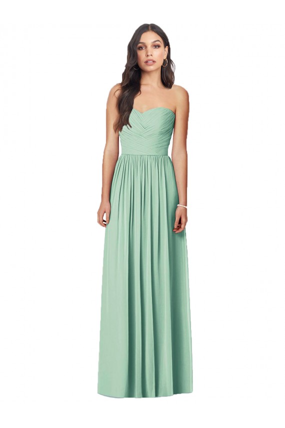 Long Sleeveless Soft Chiffon Mint Green Sweetheart Trumpet Bridesmaid Dress Edmonton