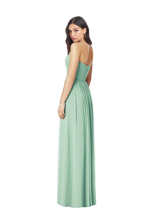 Long Sleeveless Soft Chiffon Mint Green Sweetheart Trumpet Bridesmaid Dress Edmonton