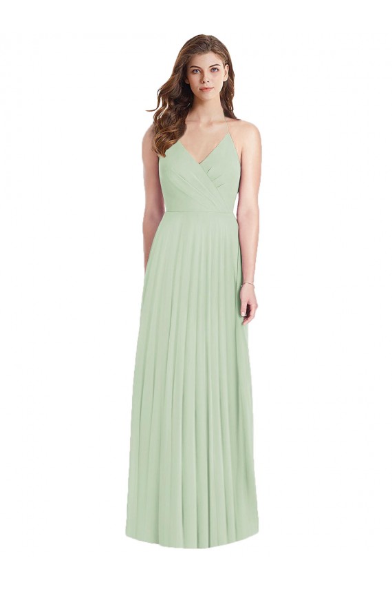 Long Cold Shoulder Soft Chiffon Sage Trumpet Semi Formal Evening Dress / Bridesmaid Dress Edmonton