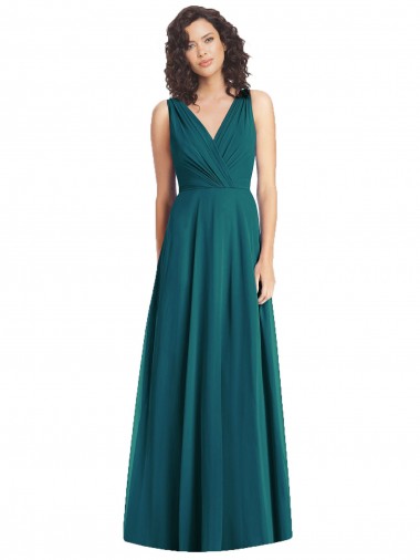 Long Sleeveless Chiffon Hunter A-Line Wedding Party Dress Edmonton
