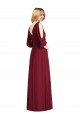 Long Bell Sleeves Soft Chiffon Burgundy Trumpet Formal Dress / Bridesmaid Dress Edmonton
