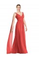 Long Sleeveless Soft Chiffon Firecracker V-Neck A-Line Bridesmaid Dress Edmonton