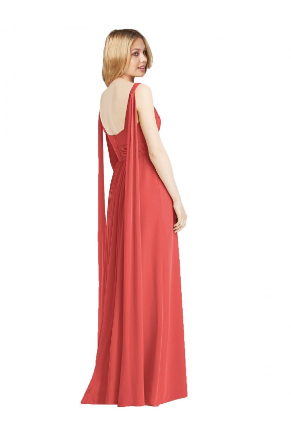 Long Sleeveless Soft Chiffon Firecracker V-Neck A-Line Bridesmaid Dress Edmonton