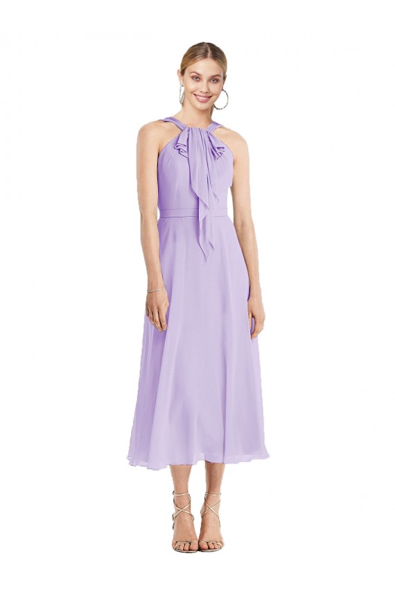 Tea length Sleeveless Soft Chiffon Lilac A-Line Prom Dress / Bridesmaid Dress Edmonton
