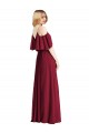 Long Cold Shoulder Chiffon Royal Blue A-Line Bridesmaid Dress Edmonton