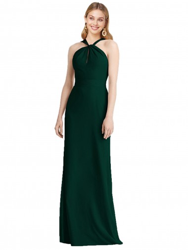 Long Sleeveless Soft Chiffon Ever Green Trumpet Bridesmaid Dress Edmonton