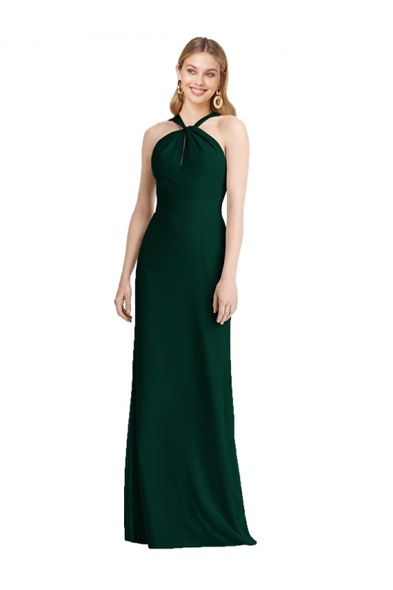 Long Sleeveless Soft Chiffon Ever Green Trumpet Bridesmaid Dress Edmonton