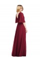 Long Flutter Sleeves Soft Chiffon Smoke Green Trumpet Bridesmaid Dress Edmonton