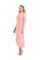 Cocktail Length Cold Shoulder Soft Chiffon Salmon Trumpet High Low Bridesmaid Dress Edmonton