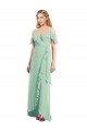 Long Cold Shoulder Soft Chiffon Mint Green Trumpet High Low Bridesmaid Dress Edmonton
