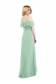 Long Cold Shoulder Soft Chiffon Mint Green Trumpet High Low Bridesmaid Dress Edmonton
